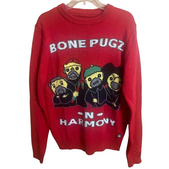 American Stitch Men's Bone Pugz -N-Harmony Ugly Christmas Sweater Size Large - Picture 1 of 6